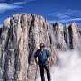 Me, on Cima Ombretta, with South Face of the Marmolada behind.
